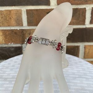 2-strand Glass With Antique Silver-Plated Bracelet
